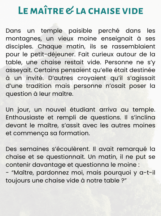 Lâcher-prise - Maître chaise vide - Coaching 1